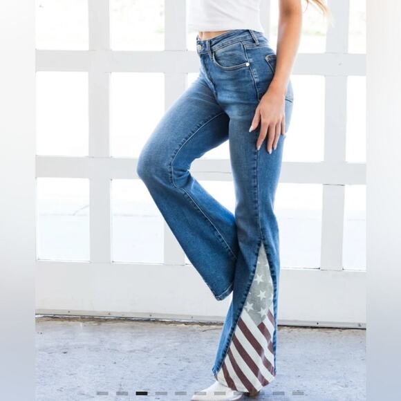 Judy blue American flag print flat jeans size 5/27. - Picture 1 of 8